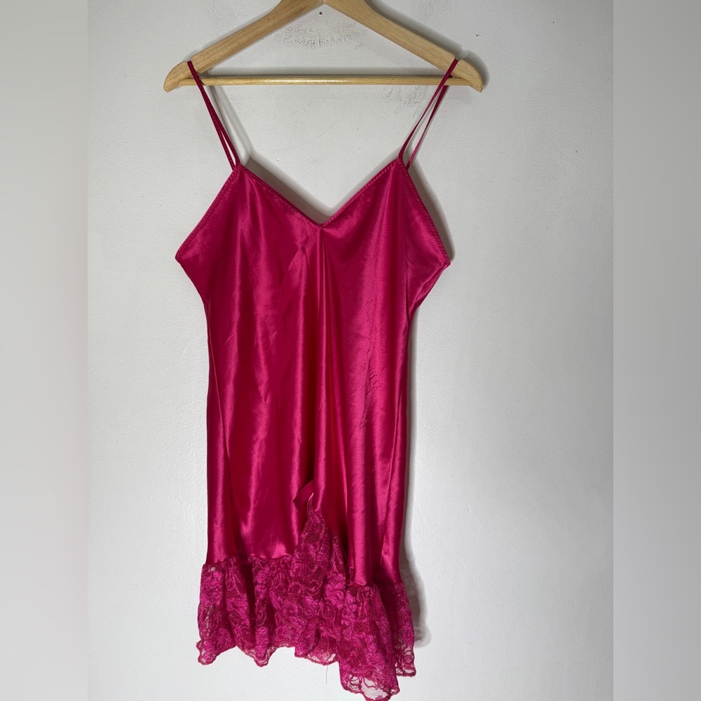 Vintage Featherbed Intimates Pink Slip‎ Lace Detail Nightgown Large